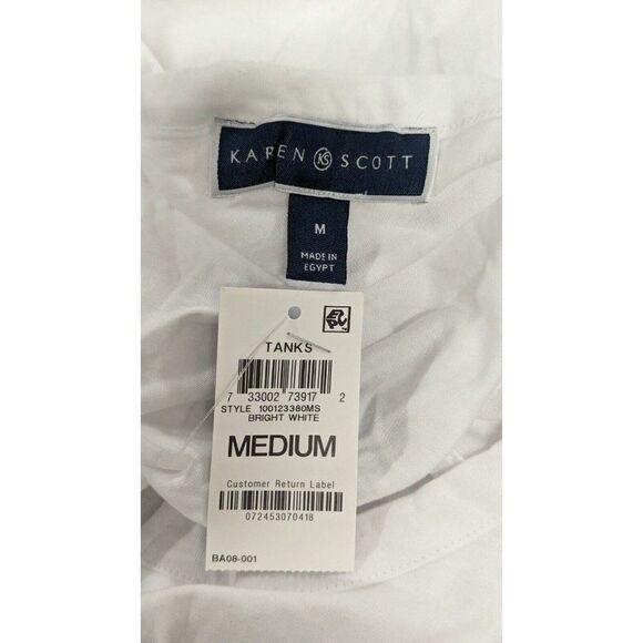 Karen Scott 100123380MS Womens Size M Bright White Sleeveless Tunic Tank Top - Picture 8 of 8